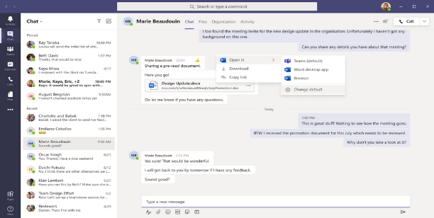 New default settings when opening Office documents in Microsoft Teams